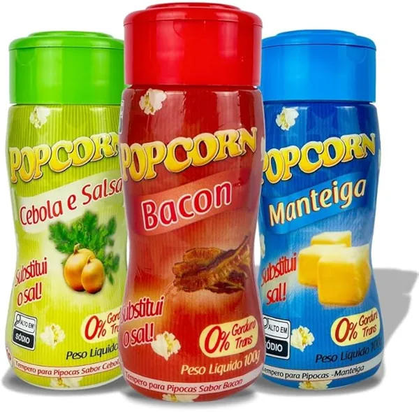 Combo 3 Temperos Popcorn Manteiga Cebola Bacon