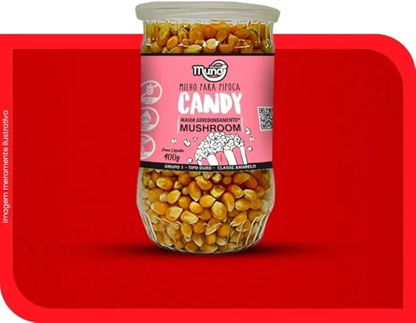 Milho para Pipoca Gourmet Tipo Mushroom Candy